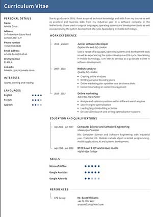 Kostandsfri CV Exempel