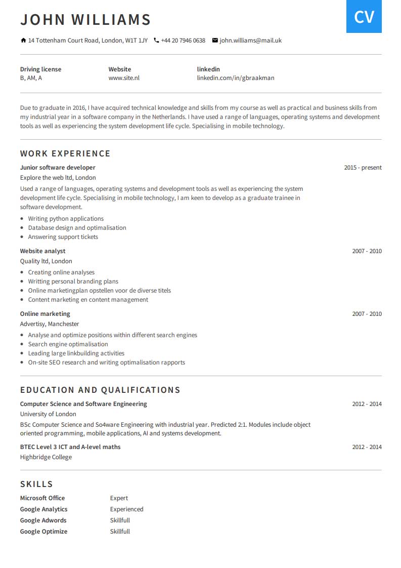 De bästa CV exemplen & mallarna för alla jobb! CVmaker.se