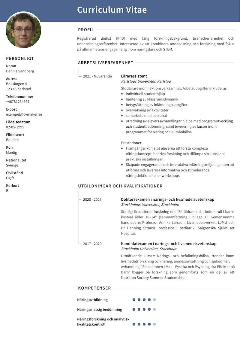 Dennis Sandberg – Akademiker CV-exempel Sverige