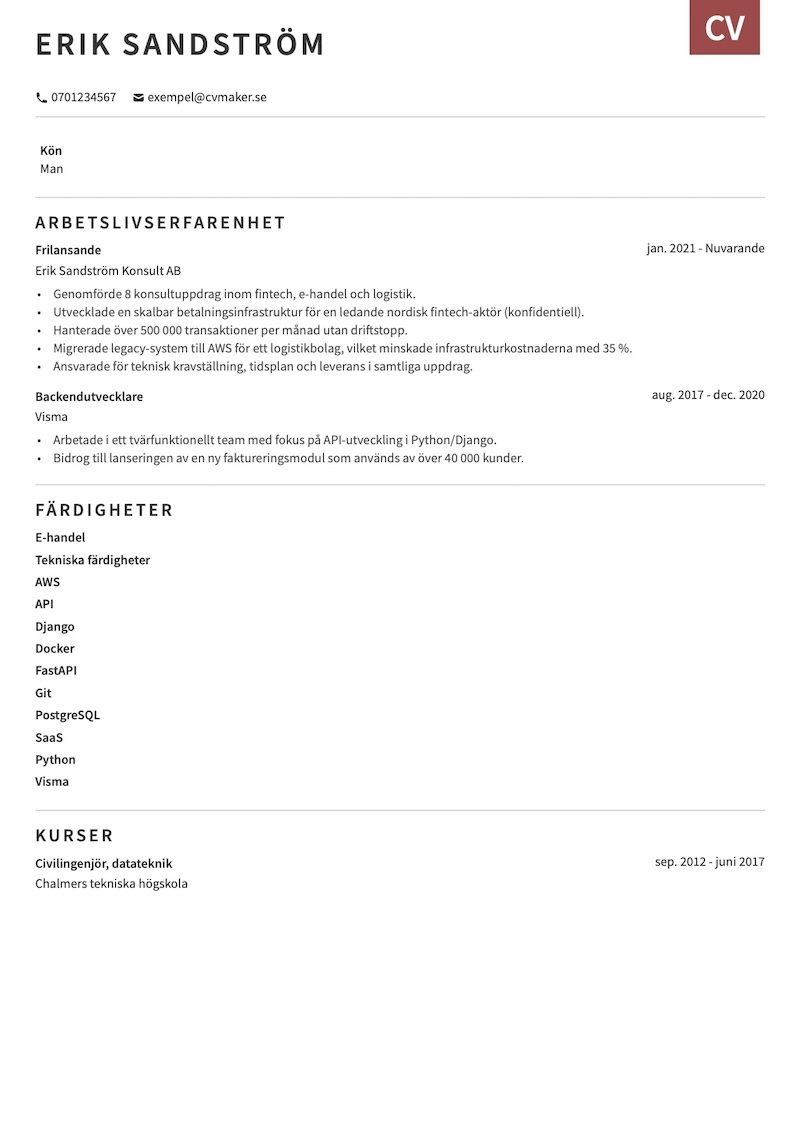 cv exempel Butiksbiträde CV exempel – Butiksbiträde
