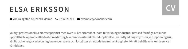 personlig profil cv exempel