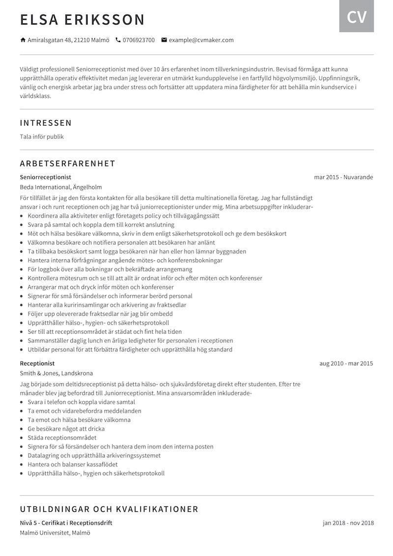 Exempel på CV