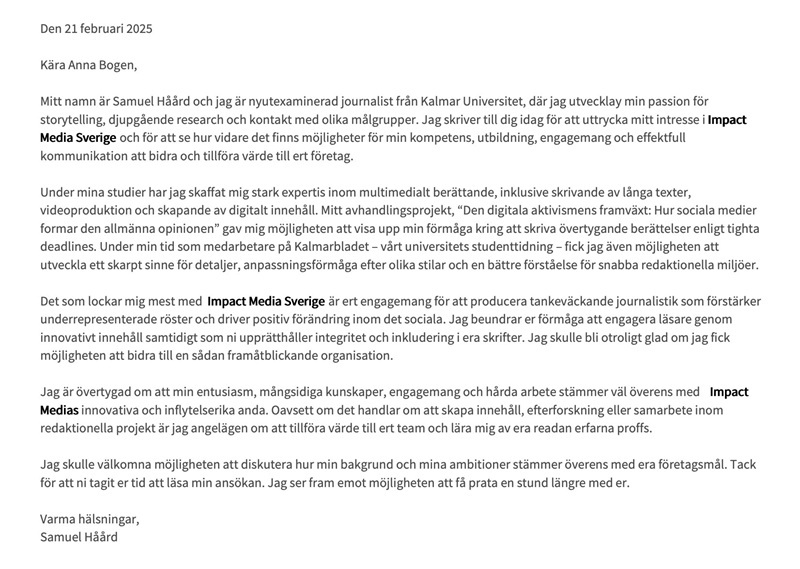 Öppen Ansökan Exempel