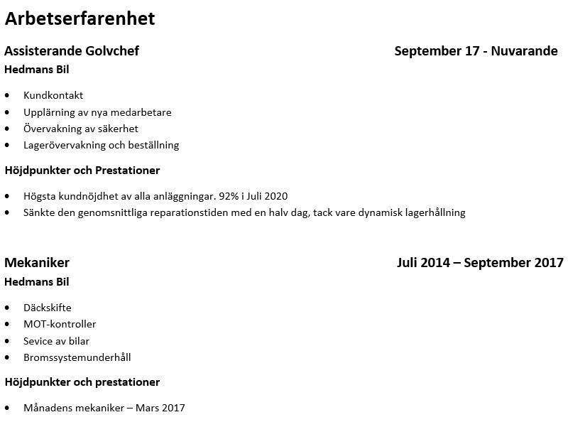 CV exempel – Marknadsföring