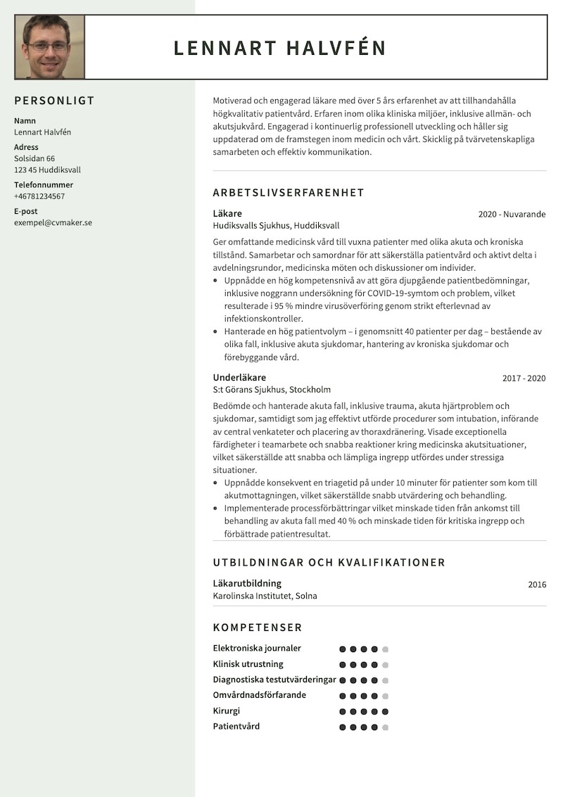 Läkar-CV-exempel Läkar-CV-exempel