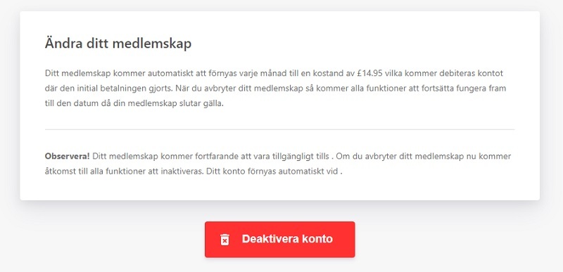 cvmaker.se deaktivera konto