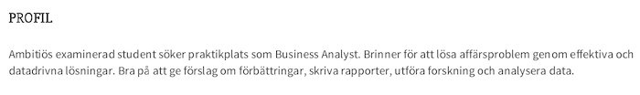 personlig profil cv exempel